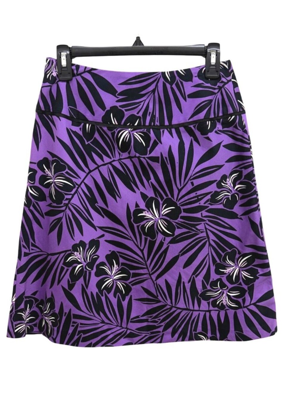 Laura Scott Purple Floral Tropical Skirt – Size 4, Cotton Spandex Blend
